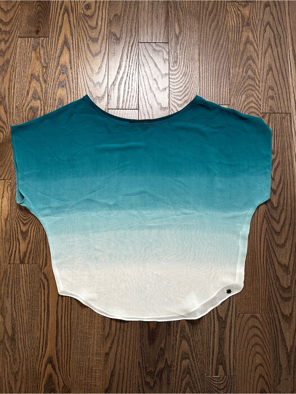 Guess Teal to White Ombre Short Sleeve Blouse